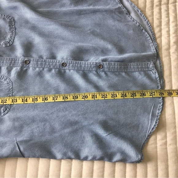 Chaps size M long sleeve button up shirt blue/white small stripe - Picture 7 of 8